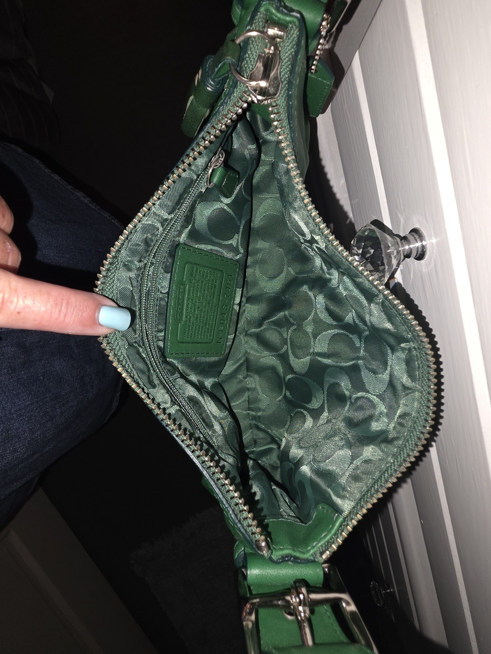 Coach Green Leather Shoulder Bag - Small - Picture 3 of 7